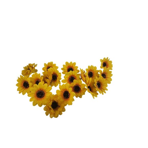 Yellow Artificial Sunflower Heads 2.5 Inch Pack Of 18 Decorative Flowers - Picture 14 of 14